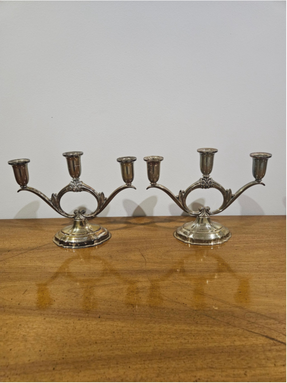 Antique Silver Candelabra Set – “Cordially Yours” by 1847 Rogers Bros. – A Pair